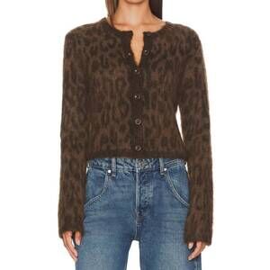NEW ASTR fuzzy crewneck cardigan in cheetah